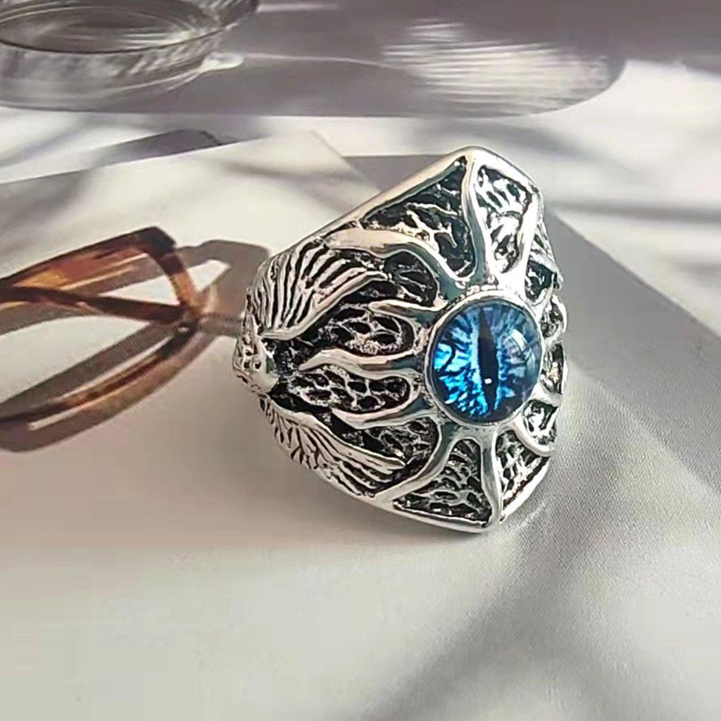 Stainless Steel Eagle Yellow Eye Creative Domineering Longan Punk Style Hip-hop Fashion Open Ring
