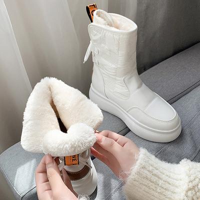 Warm Fur Ankle Furry Boots Women Snow Shoes Platform Pu Short Leather Boot Winter Thick Plush White
