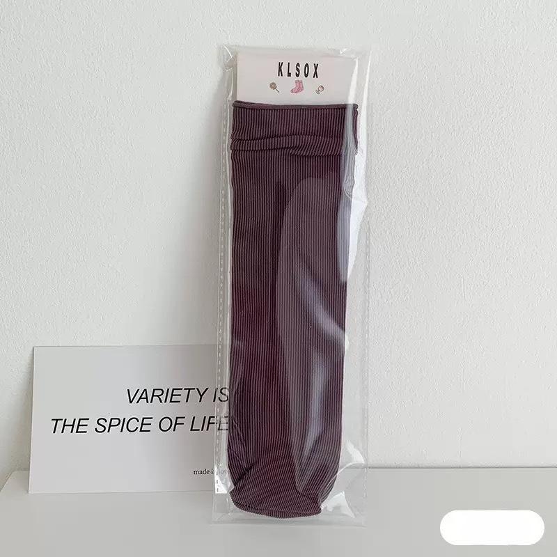 Female Spring and Summer Thin Solid Color All Kinds of Candy Color Breathable In The Cylinder Pile Socks
