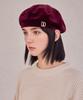 Bajal Va Square Studded Octagon Velvet Beret Burgundy