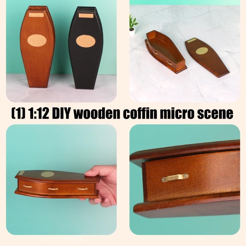 Wood Doll House Coffin Model Figure Craft Model Project Creative Decoration For Enthusiast And Parent Child Pretend Play