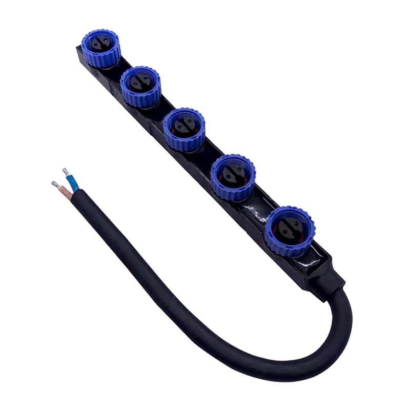 M15 2Pin Type F Waterproof Plug 1 Out 2/3/4 Main Line Male Connector LED Outdoor Street Lights m15 Junction Box Adapter Cable