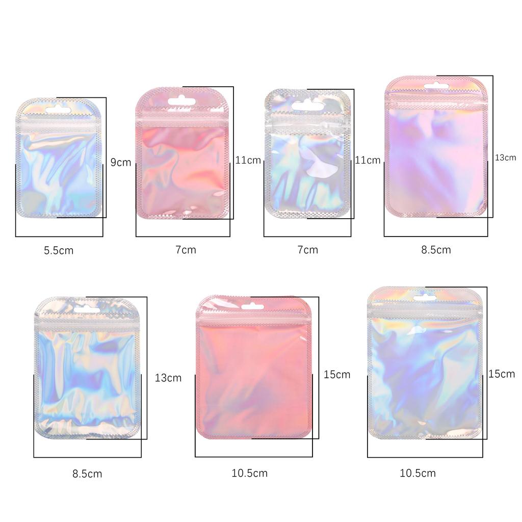 10Pcs Plastic Laser Colored Jewelry Packaging Bag Handmade Beads Bag Package