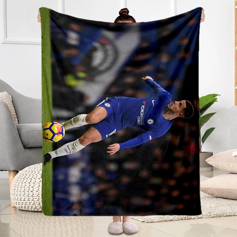 Chelsea Fc Player Portrait Blanket Comfortable Great for Bed Livingroom Seaside All-Season Use Modern Style