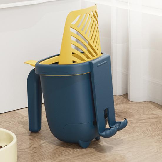 Cat Litter Scoop with Holder 3-in-1 Pet Litter Shovel with Waste Can Kitten Litter Scooper with Waste Bag Box for Indoor Pet Litter Box