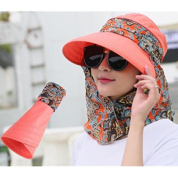 Women's Multifunctional UPF 50+ UV Sun Protection Waterproof Breathable Face Neck Flip Folding Sun Hat