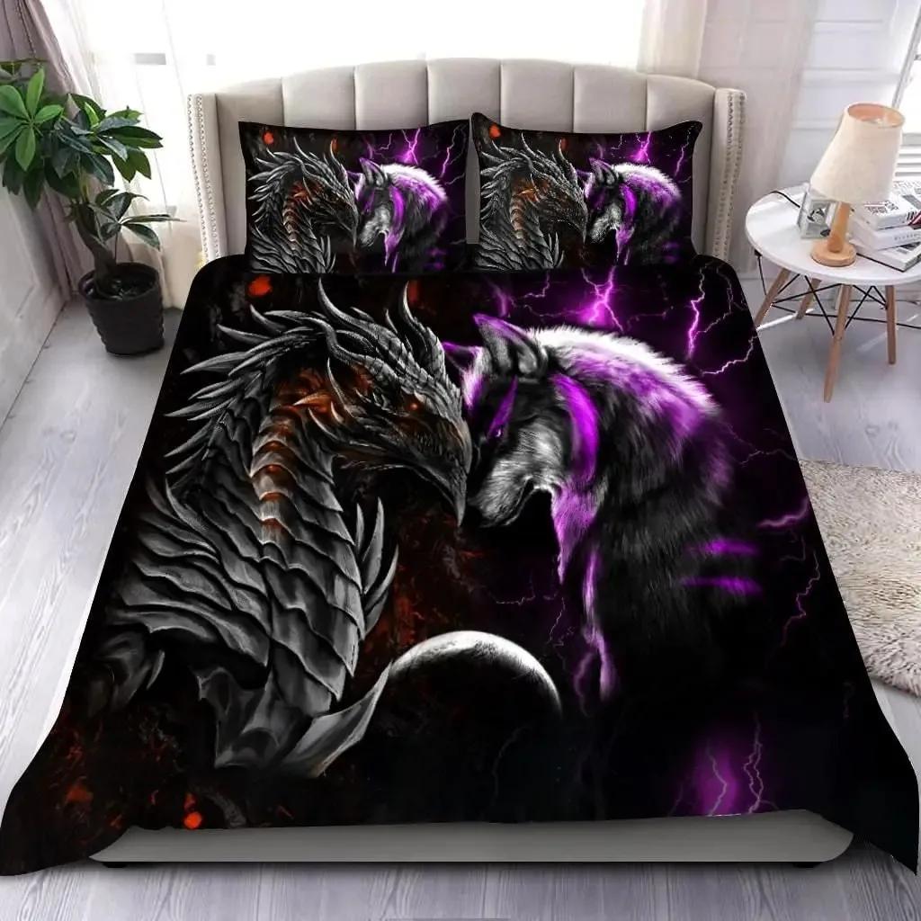 Yellow Eye Of Black Dragon Duvet Cover Set Fantasy Dragon Large Monster Gothic Bedding Sets Dragon Eyes Comforter Cover