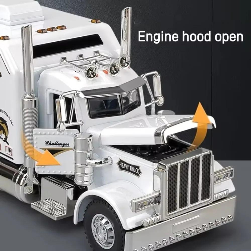 Funny 1:24 American Truck Model Sound and Light Vehicles Gifts Container Truck Simulation Alloy Heavy Truck Model Decoration