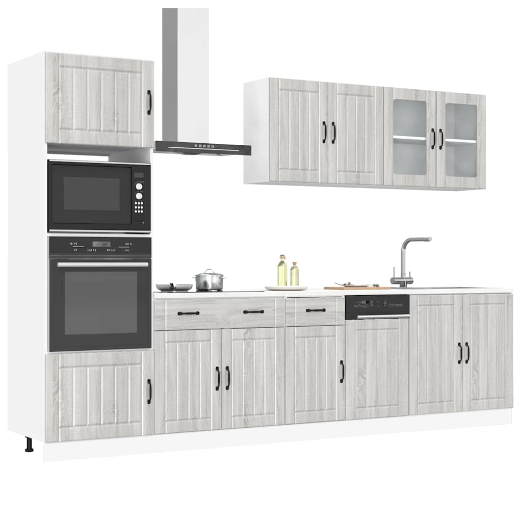 7 Piece Kitchen Cabinet Set Kalmar Grey Sonoma Wood Based Panel