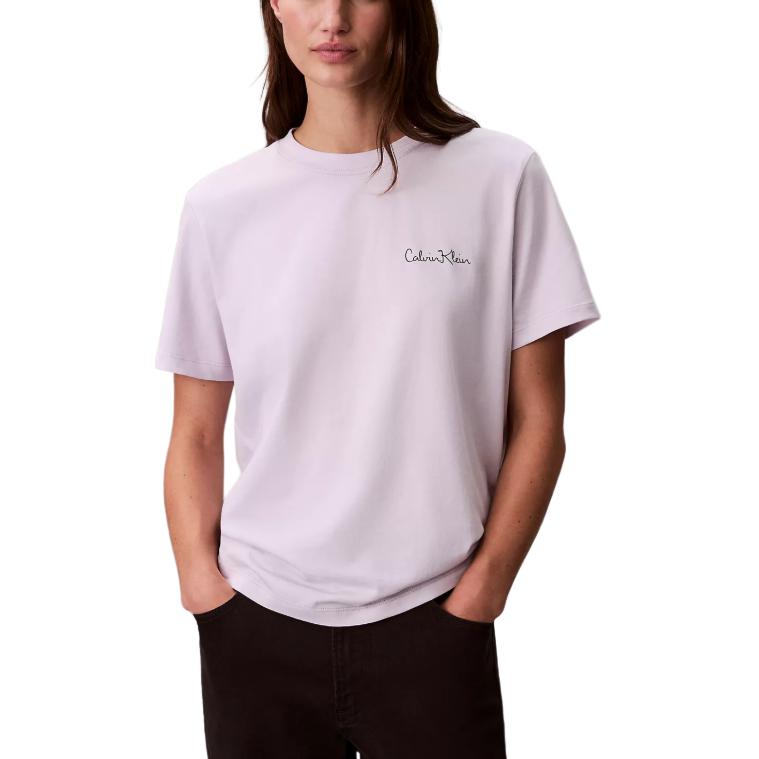 Calvin Klein Comfortable Letter Print Crew Neck Pullover T-Shirt Women tops 47E809G-2IK XS
