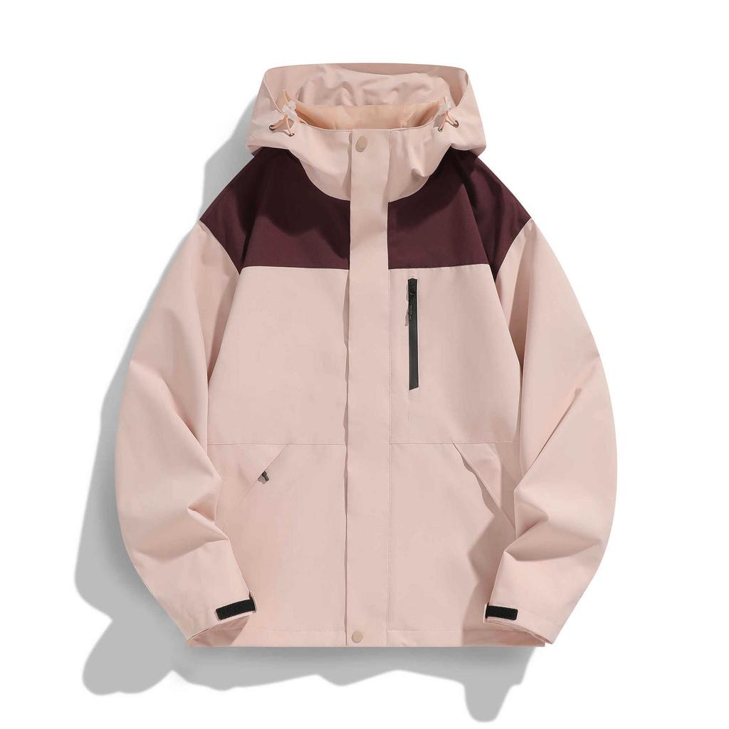 Printed Color-blocking Jacket for Men and Women The Same Style Spring and Autumn Trendy Waterproof Hooded Loose Couple Jacket for Men