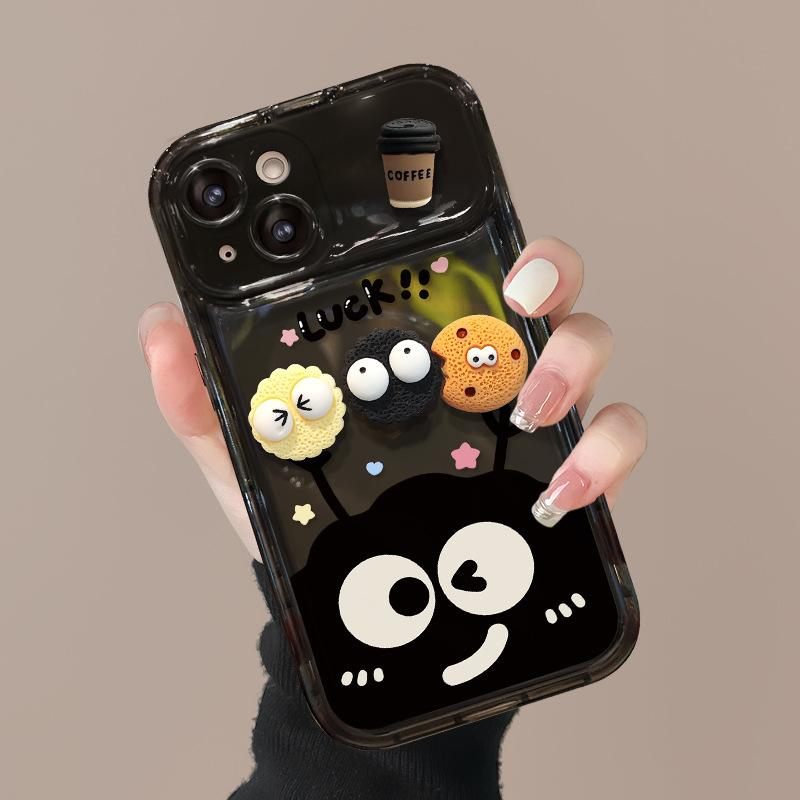 Coal Ball Coffee Doll Suitable for Apple 15PRO Mobile Phone Case Huawei OPPO Flip Mirror VIVO Xiaomi 14/13
