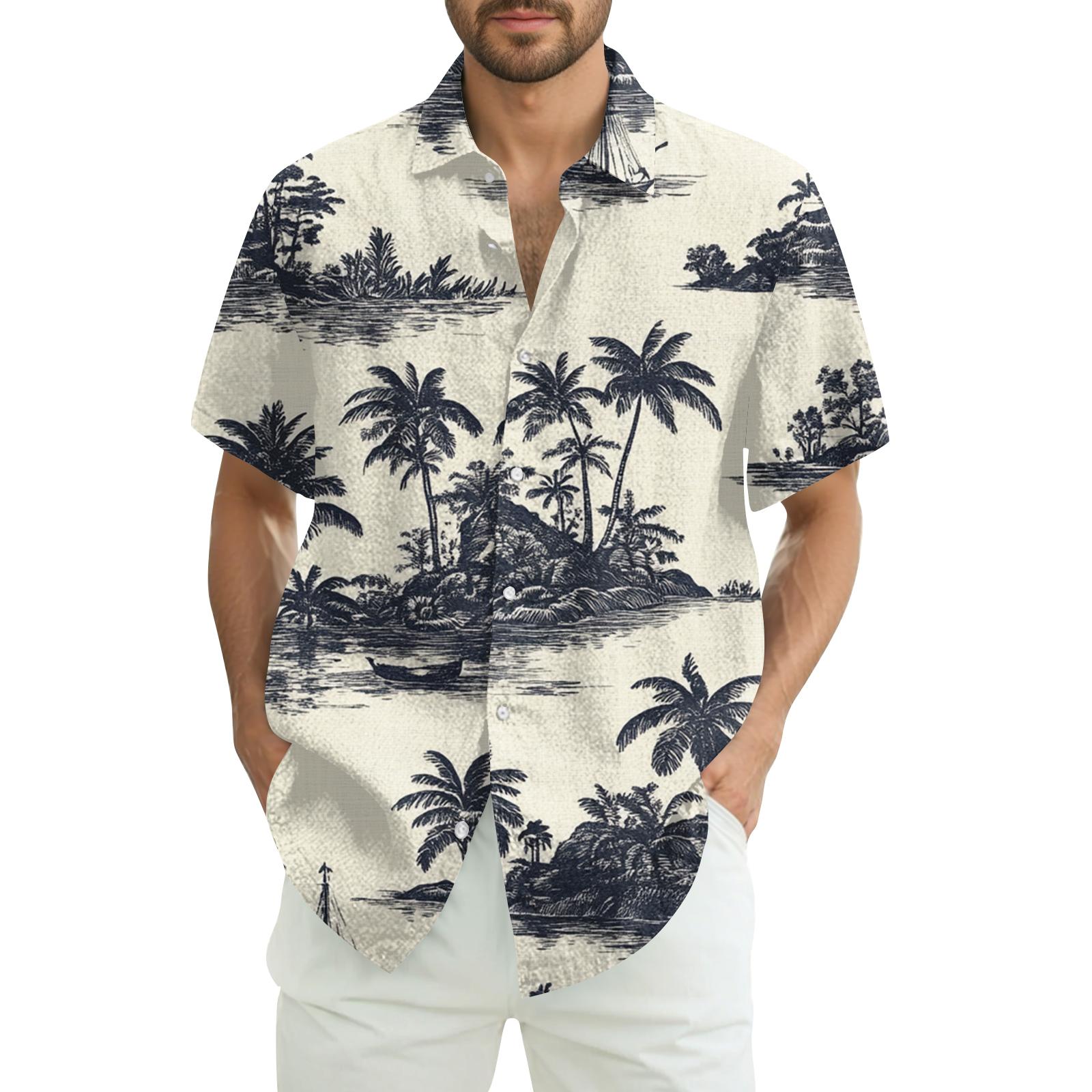 

Men s Casual Fashion Printed Short-Sleeve Shirt XL