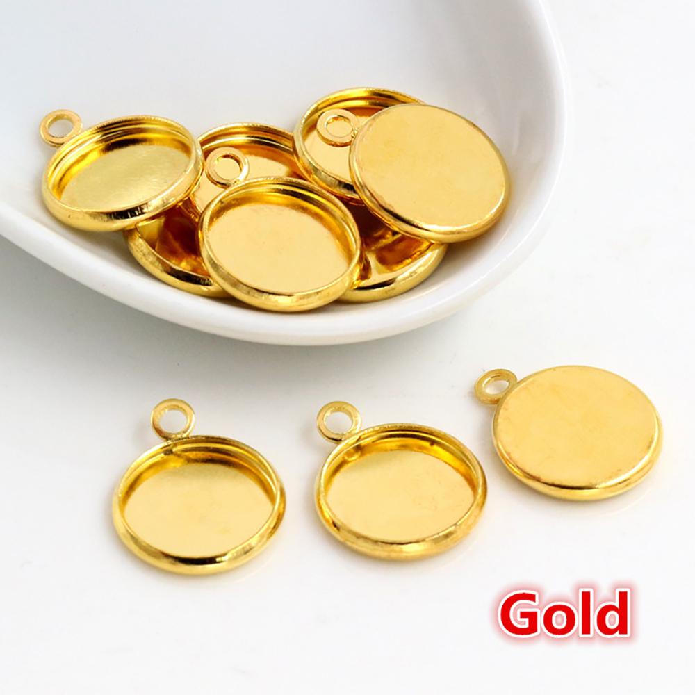 8/10/12/14/16/18/20/25mm Inner Size Bronze Silver Plated Rhodium 7 Colors High Quality Iron Material Cameo Setting Pendant Tray