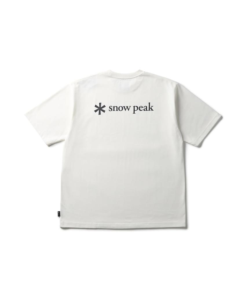 Snow Peak New Standard Back Printed Logo Short Off Size L T-Shirt NSD-TS-25AU004, Sleeve, Men's/Women's, White,