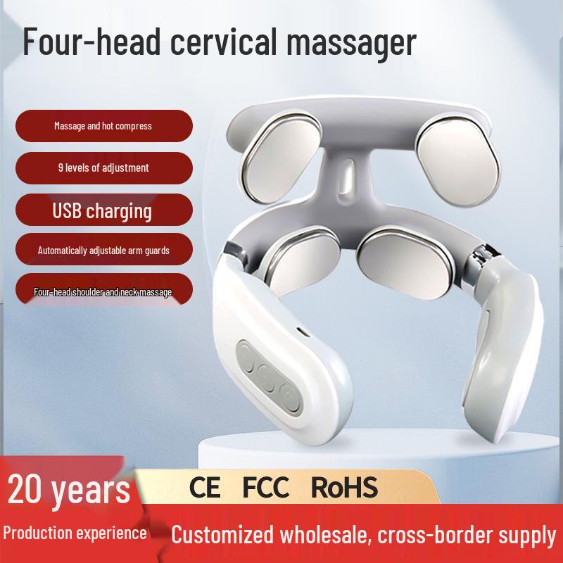 Multifunctional 4-Head Neck and Cervical Spine Heating Massage Instrument