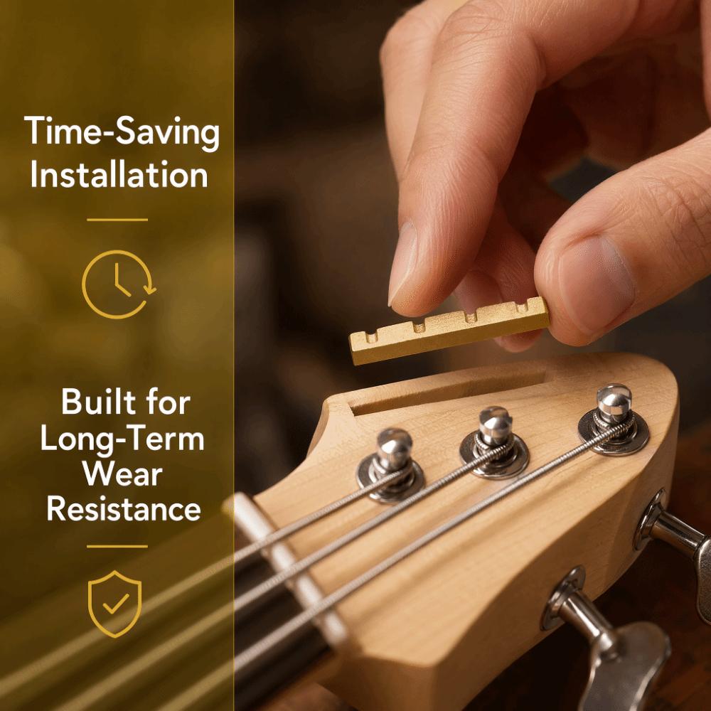 38mm Bass Guitar Nut Pre-Slotted Bass Replacement Nut Durable Electric Bass Nut Electric Bass