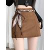 Korean-Style High-Waisted Suede A-Line Bodycon Skirt for Women - Spring/Autumn 2026