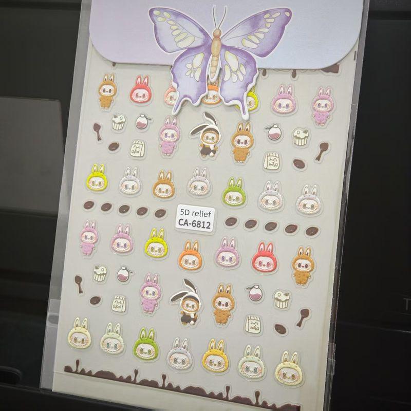 

Cute Rag Nail Stickers 5D Relief Three-Dimensional Internet Celebrity Labubu Doll Nail Stickers Jewelry CA Style CA-6812