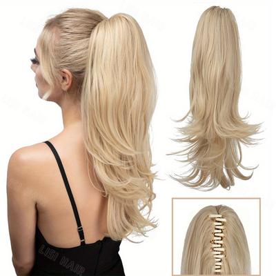 Synthetic Claw Wavy Ponytail Wig Extensions Elegant Natural Looking Wig For Women Daily Use