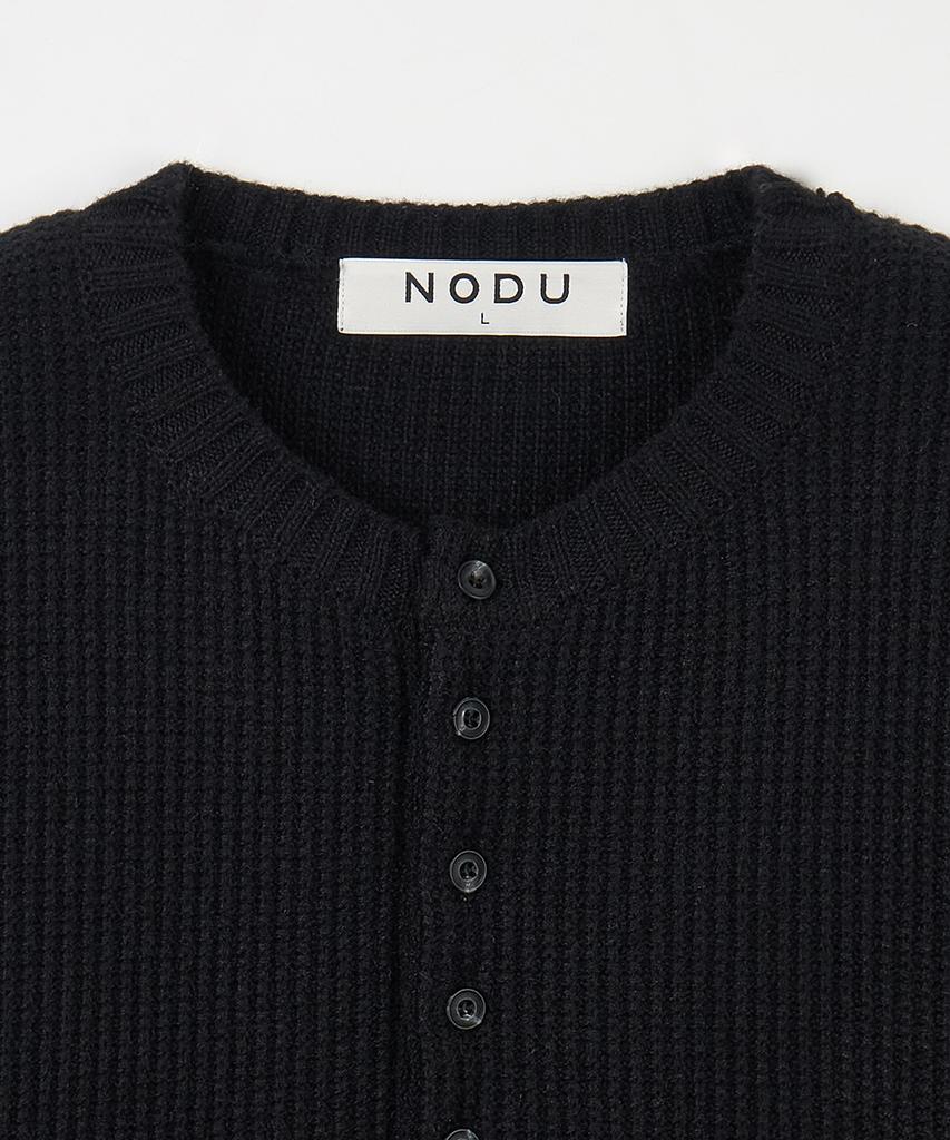 NODU Waffle Henley Neck Knit [Black]