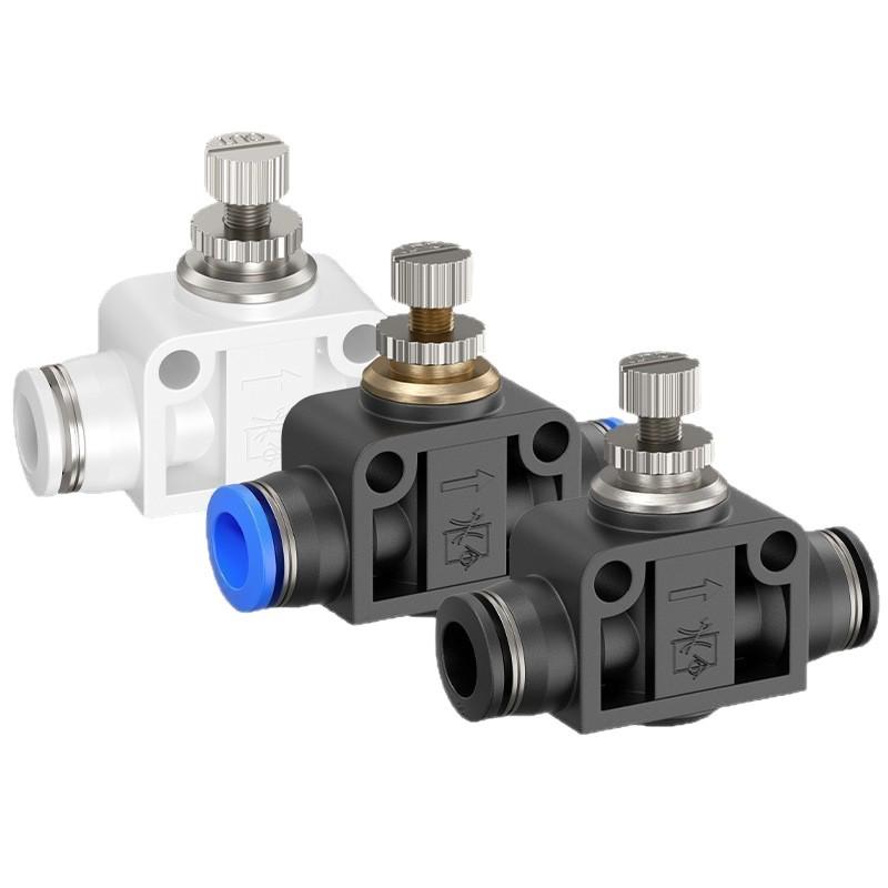 Quick Connect Pneumatic Air Hose Throttle Valve - Flow Restrictor Fitting with Adjustable PA Pipe LSA