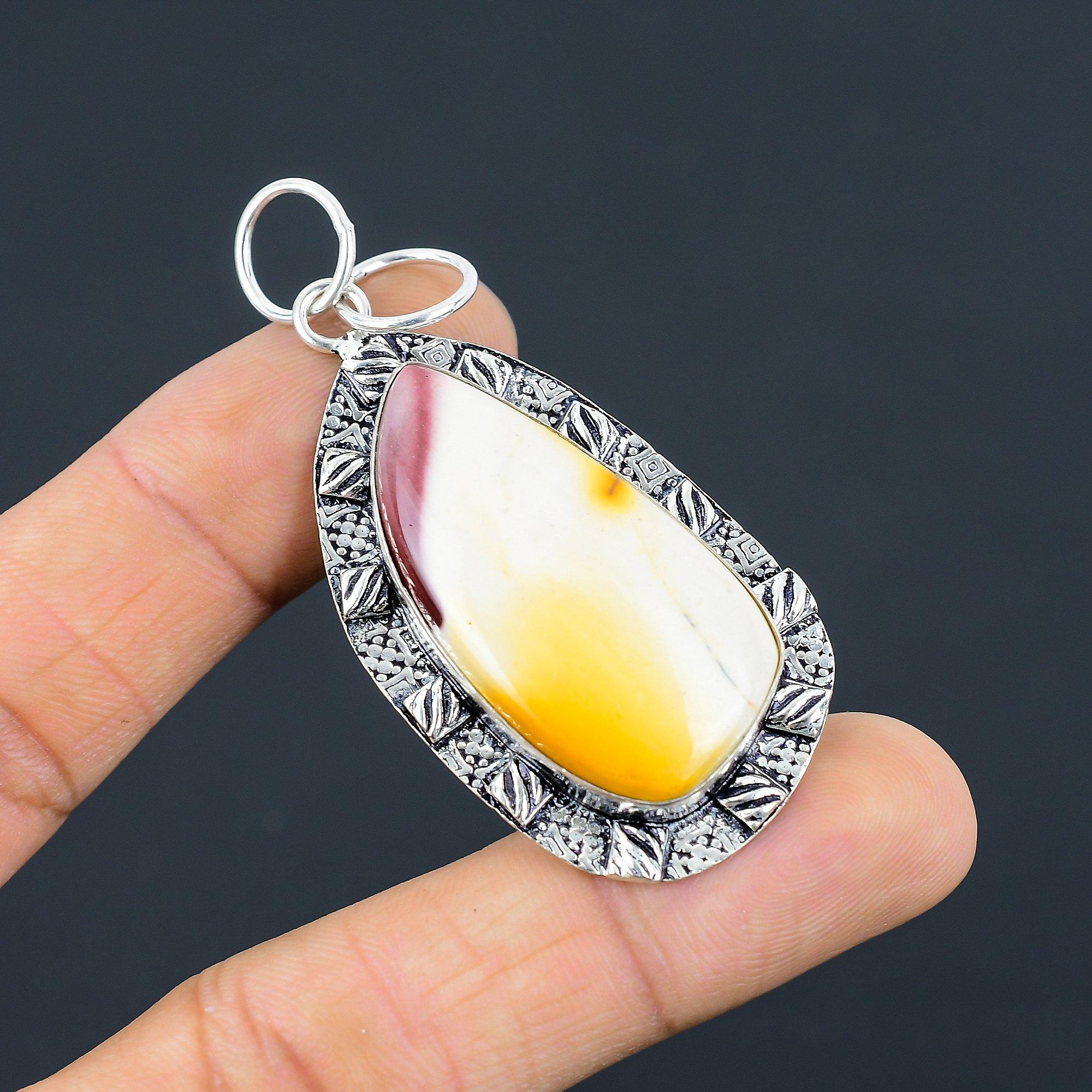 

Daughters Day Sale Sterling Silver Mookaite Gemstone Handcrafted Bezel Pendant