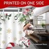 Merry Christmas Shower Curtain Xmas Floral Cute Dwarf Shower Curtain Xmas Tree Gift Pine Branches Bath Curtain Christmas Decor