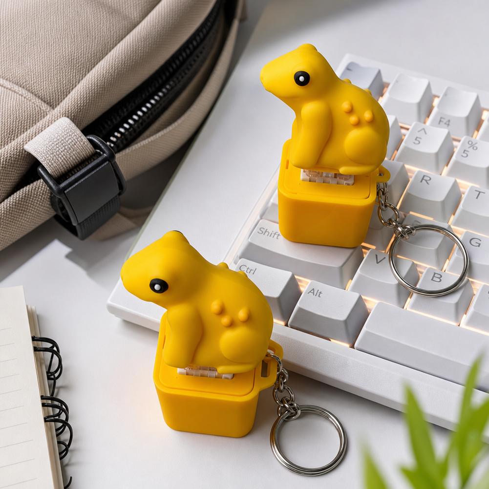 Toad Frog Fidget Keychain Mechanical Switch Clicky Button Stress Relief Toy Led Light Up Keyboard Keycap Desk Toy Gift