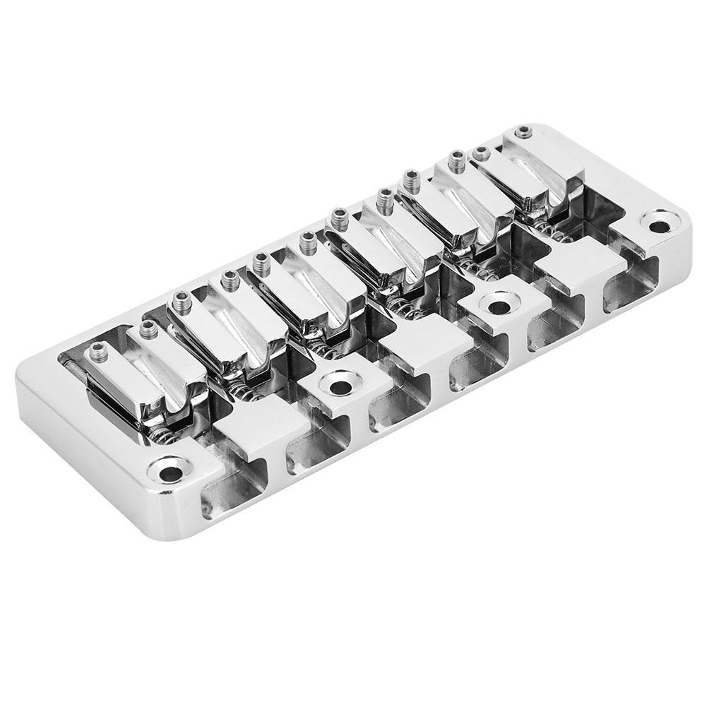 1 PC 6 String Bass Fixed Hardtail Bridge with Adjustable Saddle Chrome
