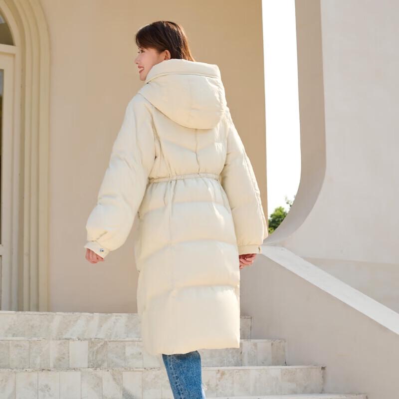 Tanboer Women's Casual Cinched Waist Mid-Length Down Jacket TB233836