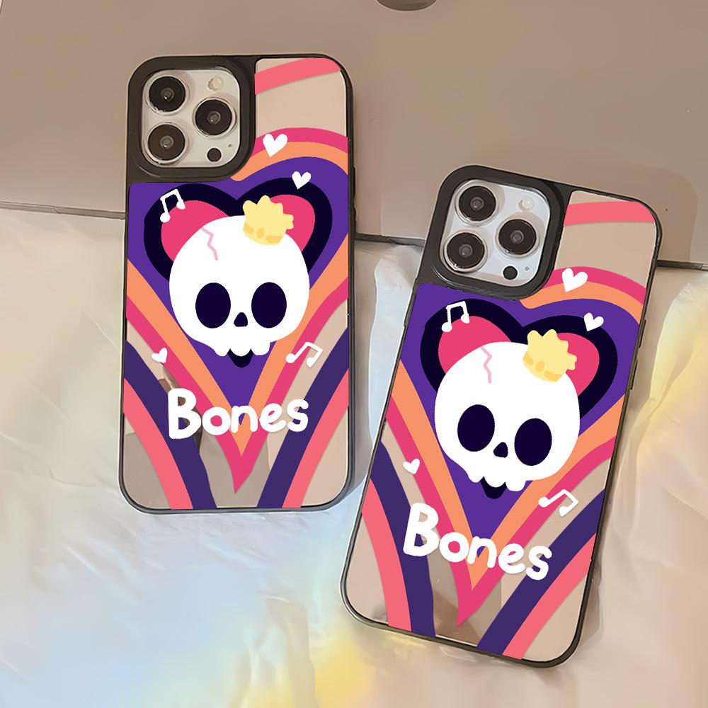 Halloween Skeleton Mirror Phone Case for Apple 17 Pro Max/16 Pro/15/14 Large Hole/13