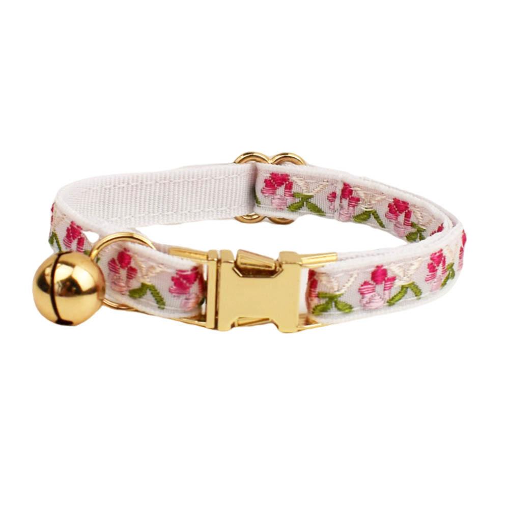 

Cat collar light gold buckle bell jacquard embroidery pet collar anti-choking cat collar pet supplies S