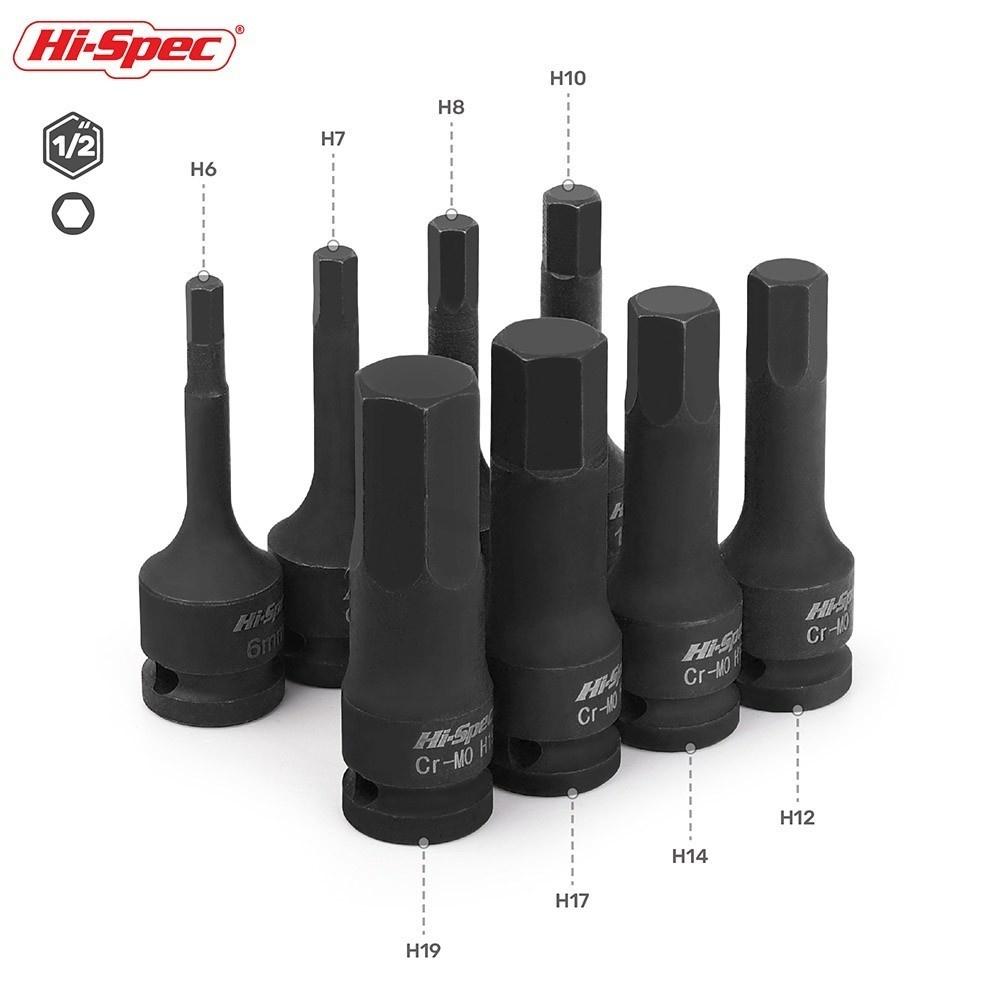 

Hi-Spec 1/2 Impact Screwdriver Hex Bit Socket Heavy Duty Electric Wrench Drill Adapter H5 to H19 Cr-Mo Hand Tool for Auto Repair H8 коричневий