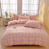 Plant Thickened Three Four Piece Bed Sheet Set Blue And White Large Grid