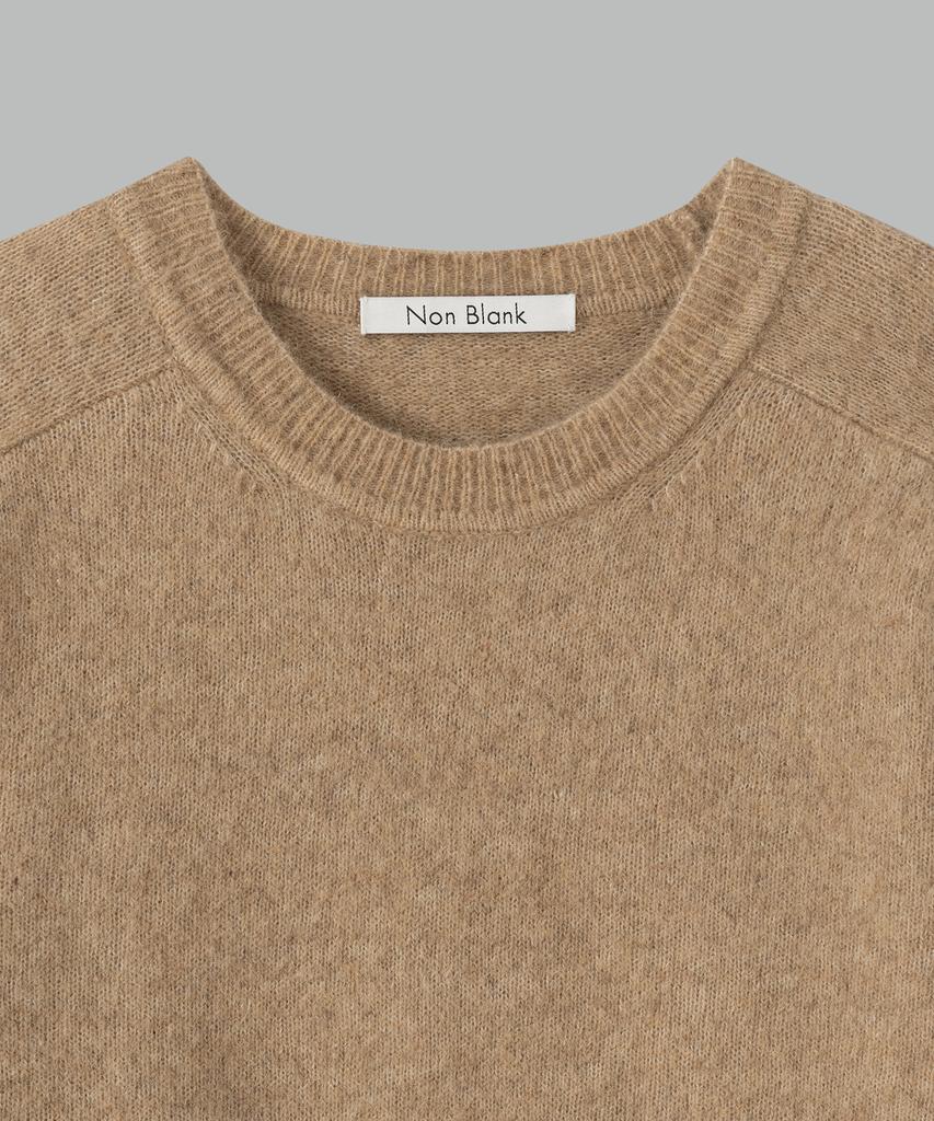 NONBLANK Mohair Wool Blend Crop Round Knit_Beige