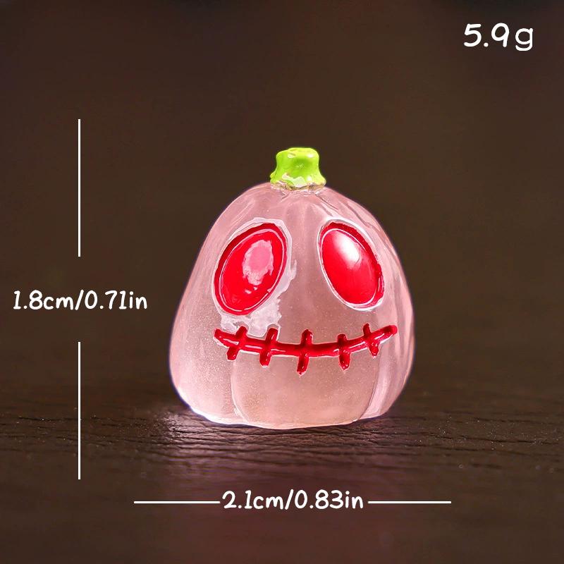 8 Stück Leuchtende Halloween Mikrolandschaft Miniaturfigur Harzhandwerk Mini Feengarten Ornament Kürbis Geist Dekoration