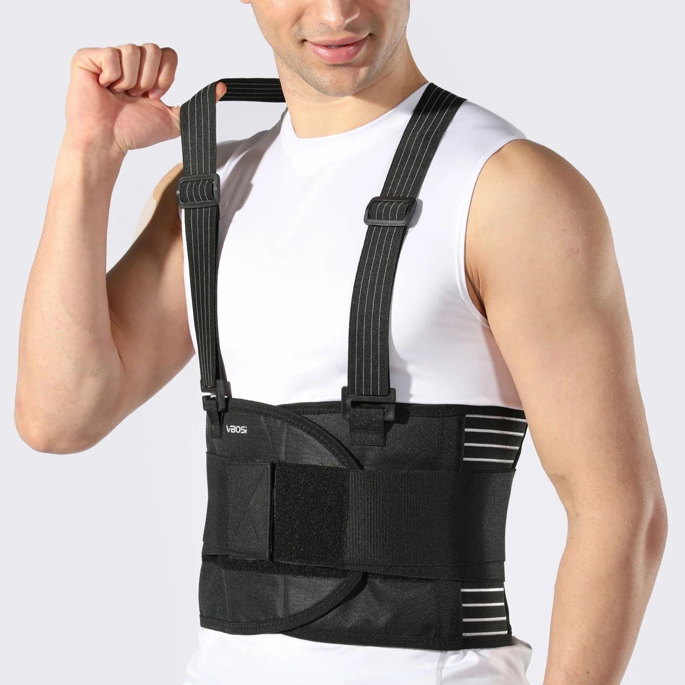 

1 Pc Unisex Adjustable Back Support Waist Band With Removable Shoulder Straps For Heavy Work For Men Women M