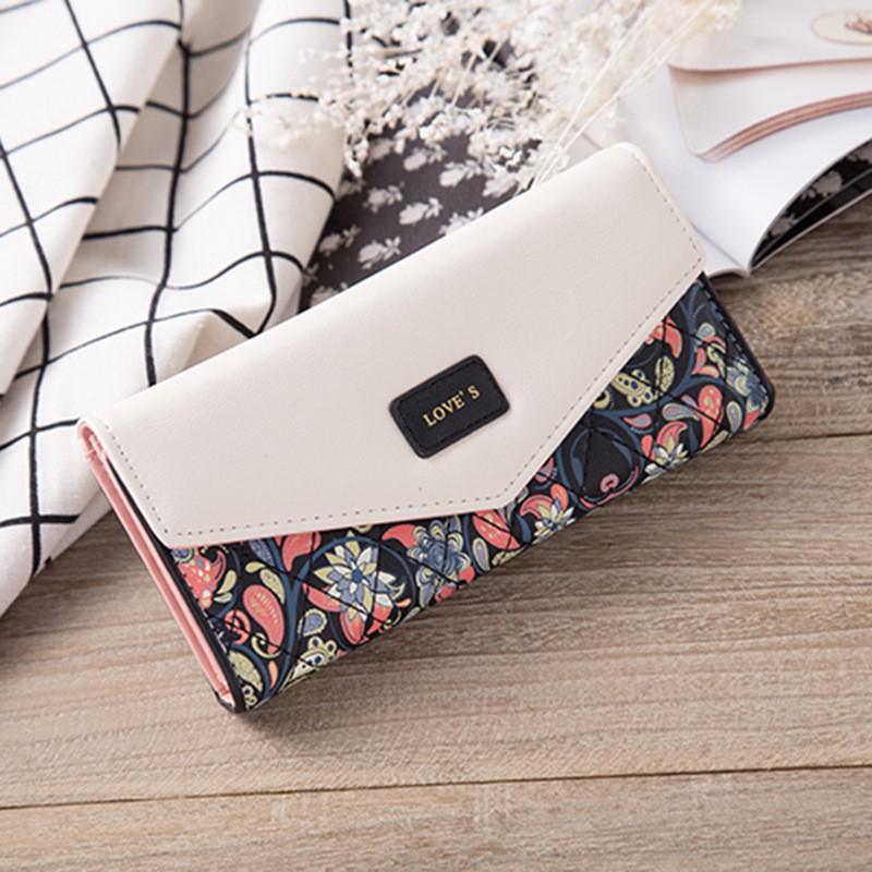 Women's Korean Floral Contrast Color Envelope Buckle Wallet