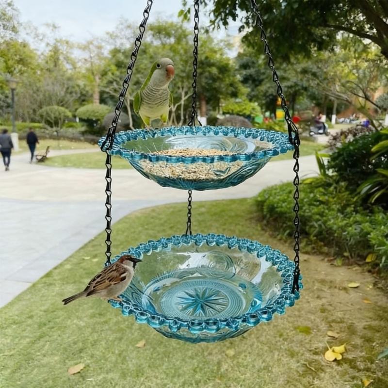 Beautiful Two Layer Hanging Bird Water Dish With smooth For low maintenance