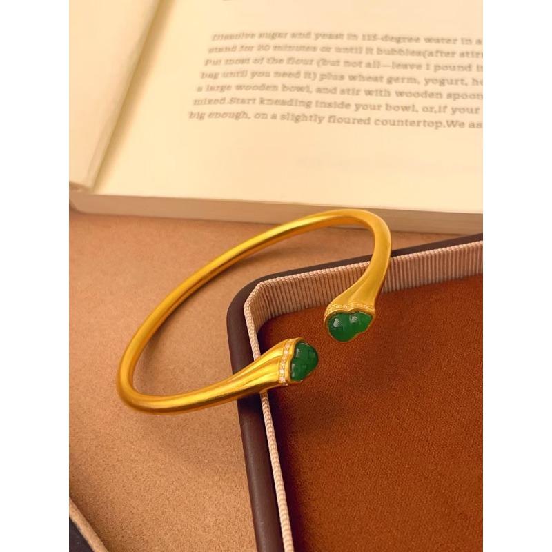 K sand gold zircon resin gourd opening bracelet New Chinese temperament versatile bracelet Light luxury high-end jewelry