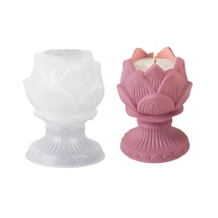 Candle Holder Silicone Molds Resin Lotuses Flower Candlestick Epoxy Casting Molds