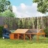 Wooden Chicken Coop for 4-8 Chickens with Wire Mesh and Opening Roof, 240x112.5x76 Cm, Orange