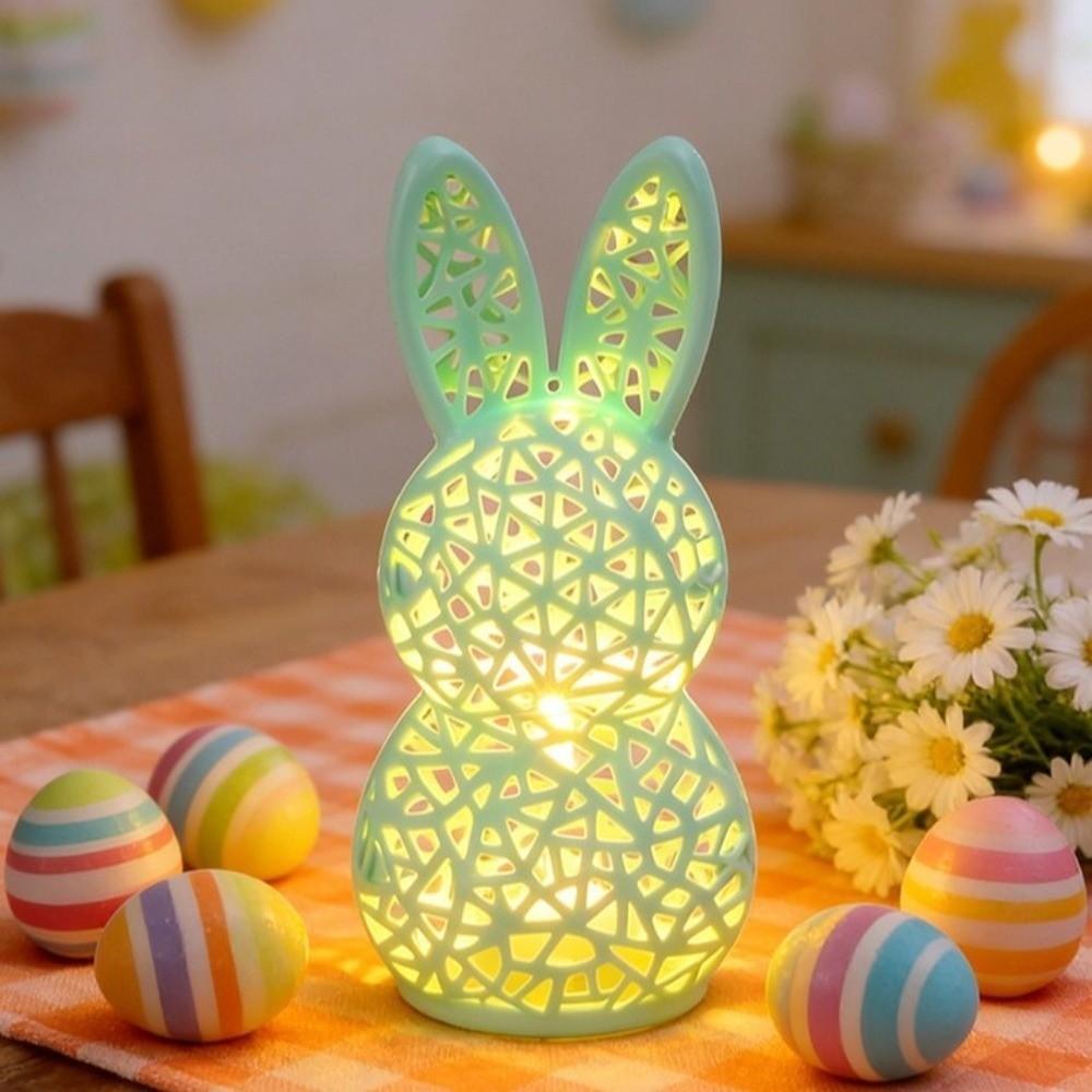 Plast påskstämning Ljus Söt påskhare Prydnad Kaninfigurer Kaninfest