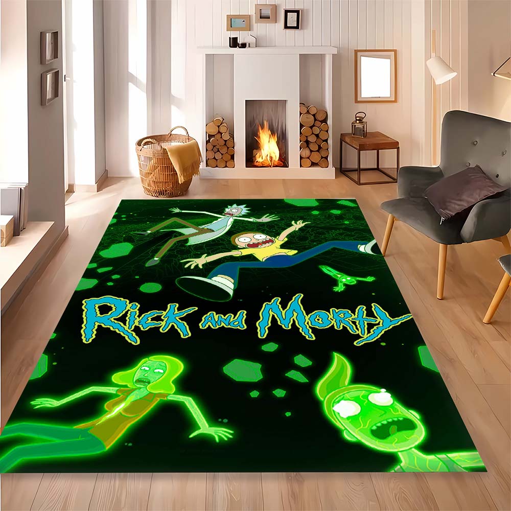 Ricky and Morty pattern rug, digitally printed non-slip decorative rug, a housewarming gift for family and friends.