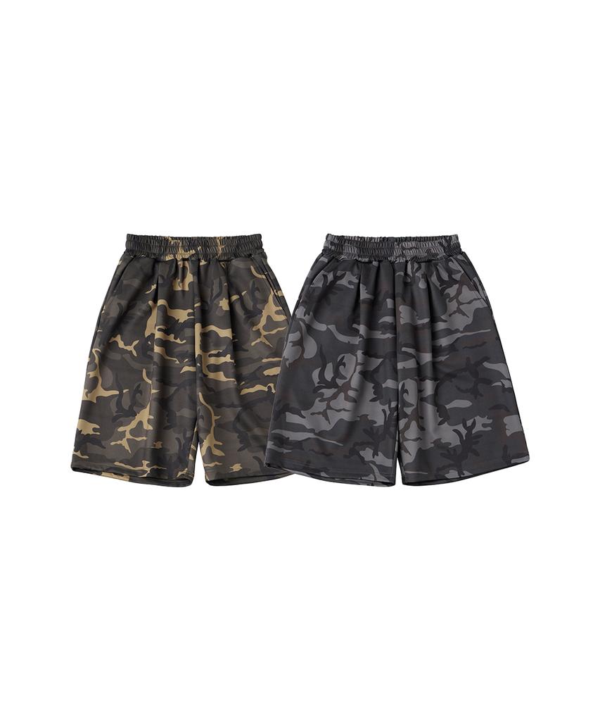 URBANAGE Bermuda Camo Wide Sweatshirt Shorts_Khaki
