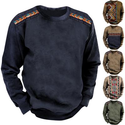 Herrtryckt tröja utomhus etniskt tryckt lös långärmad