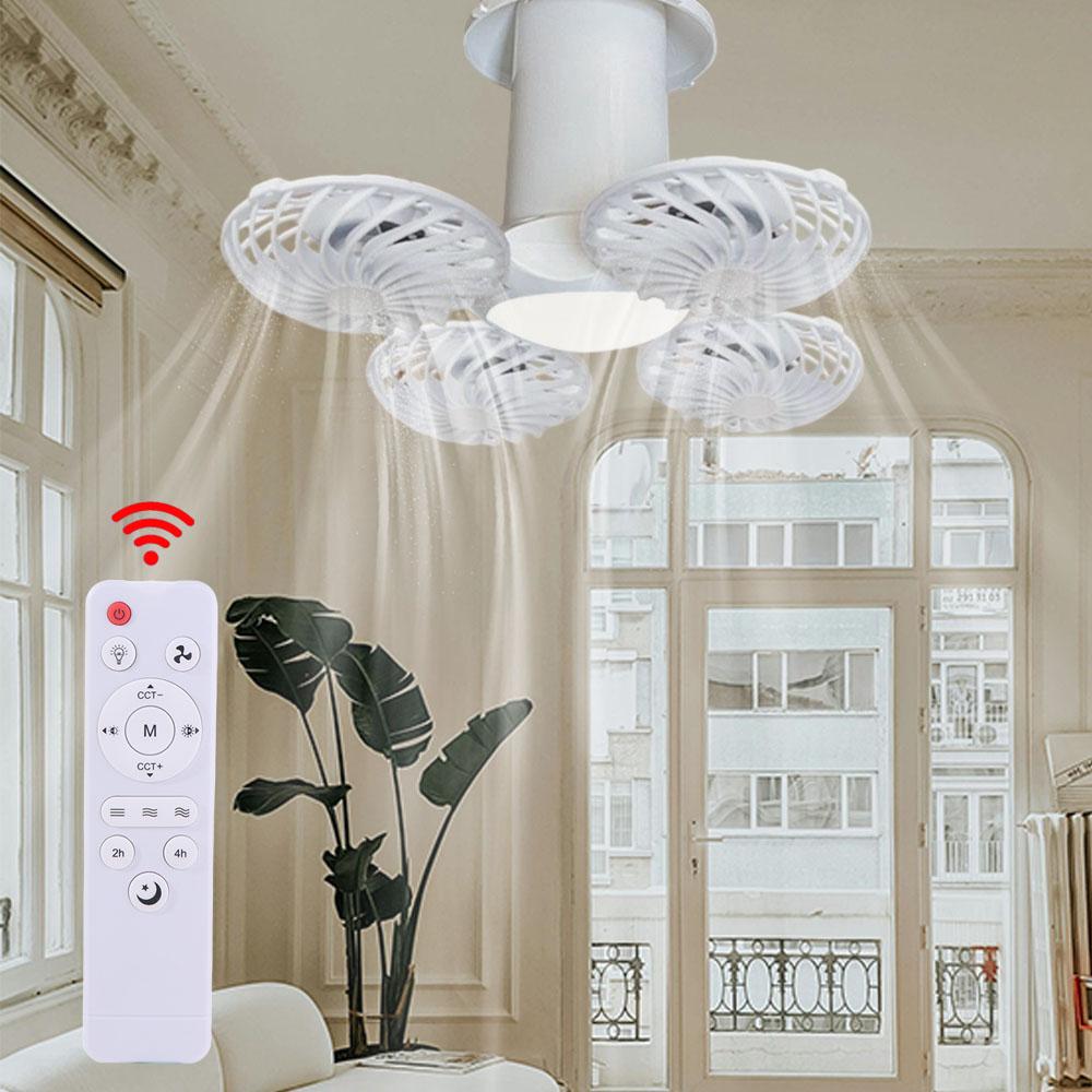 Wind Speed Adjustable LED Ceiling Fan Light 3 Lighting Modes Electric Cordless Fan  Bedroom