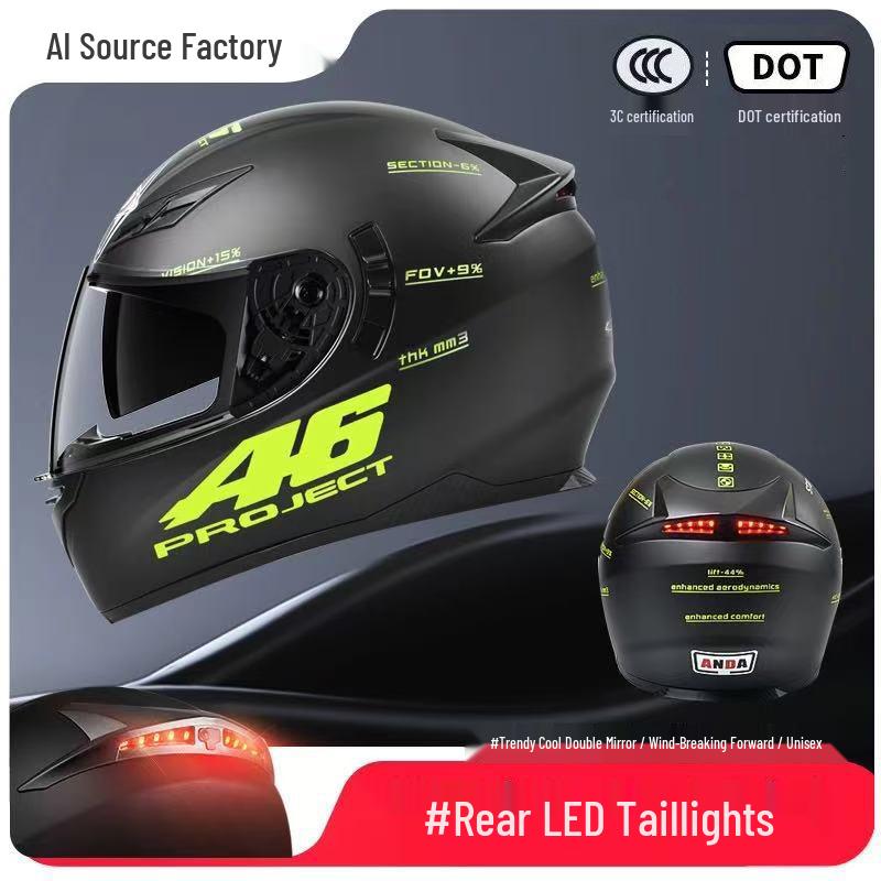 3C Certified Full Face Motorcycle Helmet for Men & Women - All-Season, Trendy Autumn/Winter Design