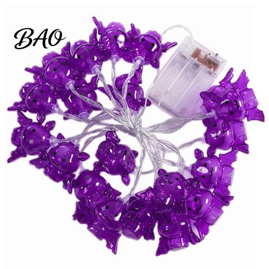 Flexible Tree Railing Wrap Lights 10/20FT Halloween String Light, Battery Powered Purple LED Large Spider/Bat Garland, Spooky Creative Holiday